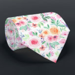 Gravata Flores e folhas aquícolas<br><div class="desc">Flores e folhas pintadas à mão</div>