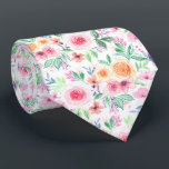 Gravata Flores e folhas aquícolas<br><div class="desc">Flores e folhas pintadas à mão</div>