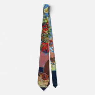 Gravata Flores e Gatos de Paul Gauguin, Arte Fina Vintage