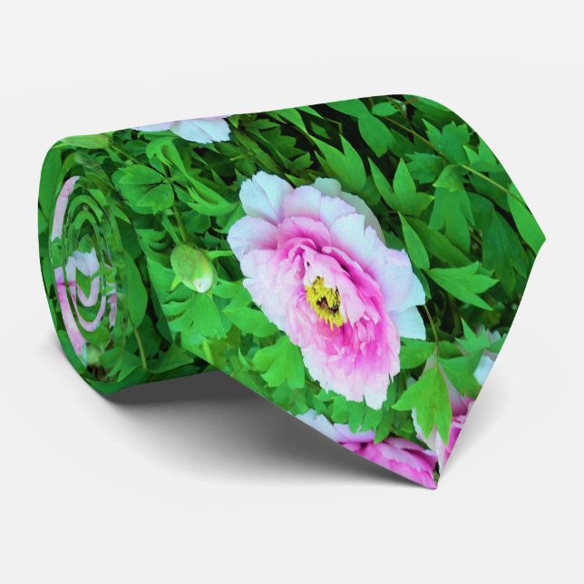 Gravata Flores Elegantes de Pêonias de Árvore Rosa com Cen (Rolled)