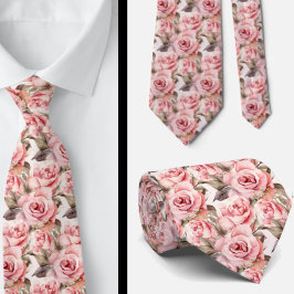 Gravata Flores Florais De Rosas Rosa
