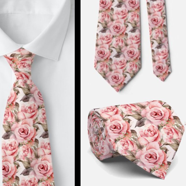 Gravata Flores Florais De Rosas Rosa (Criador carregado)