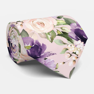 Gravata Flores H2 PixDezine EggPlant Blush Rosas Ne