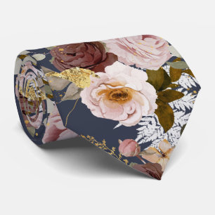 Gravata Flores H2 PixDezine Flores Borgonha Marinho de Ros