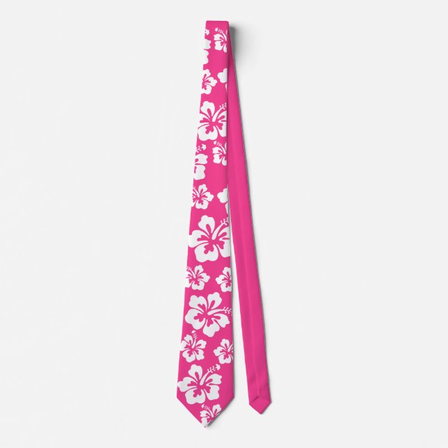 Gravata Flores Havaianas Rosa – Floral Tropical Branco (Frente)