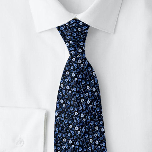 Gravata Flores Minúsculas Azul-Marinho (Criador carregado)
