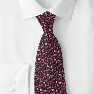 Gravata Flores Minúsculas Bordeaux