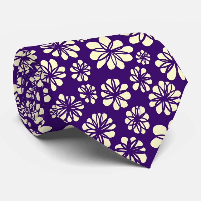 Gravata Flores - Névoa em Roxo Profundo (Rolled)