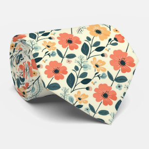 Gravata Flores Retro No Amarelo Limão