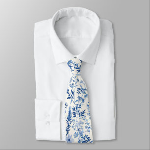 Gravata Flores Retro Padrão Toile De Jouy Vintage Floral