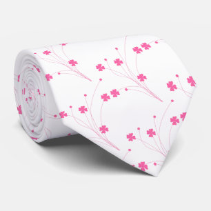 Gravata Flores Rosa Bublegum, Impressão Floral Pequeno