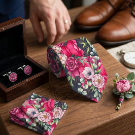 Gravata Flores Rosa Vermelhas