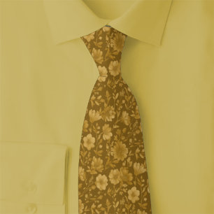Gravata Flores Silvestres Caramelo