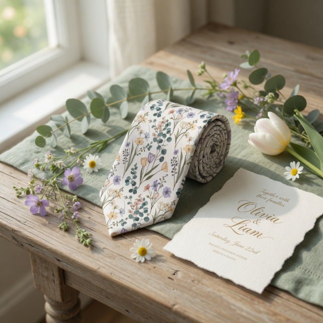 Gravata Flores Silvestres Pastéis Graciosas (Criador carregado)