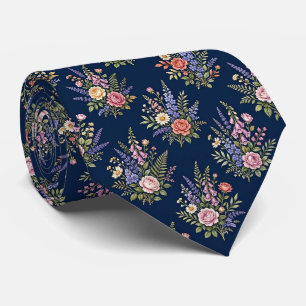 Gravata Flores Silvestres Seda Falsa Jardim Inglês Caval