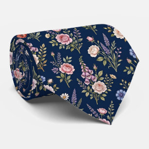 Gravata Flores Silvestres Seda Falsa Jardim Inglês Caval