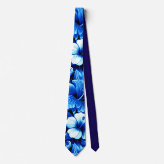 Gravata Flores tropicais havaianas Hibiscus Cobalt Blue