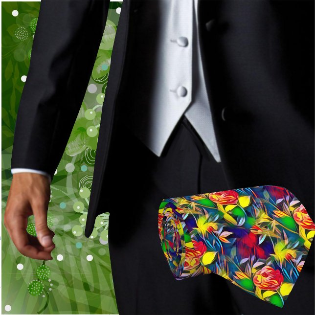 Gravata Flores Tropicais Impressão (Make an impression with this modern yet timeless, Abstract Floral men's fashion neck tie)