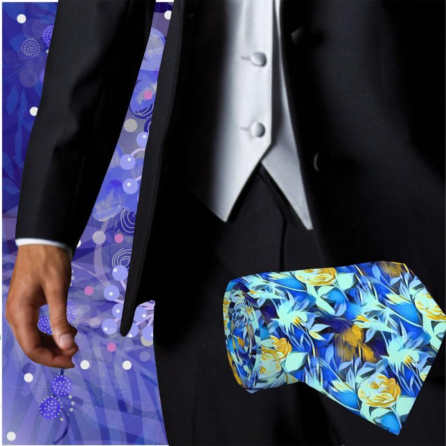 Gravata Flores Tropicais Impressão (Make an impression with this stylish men's abstract floral fashion necktie. Great for the office)