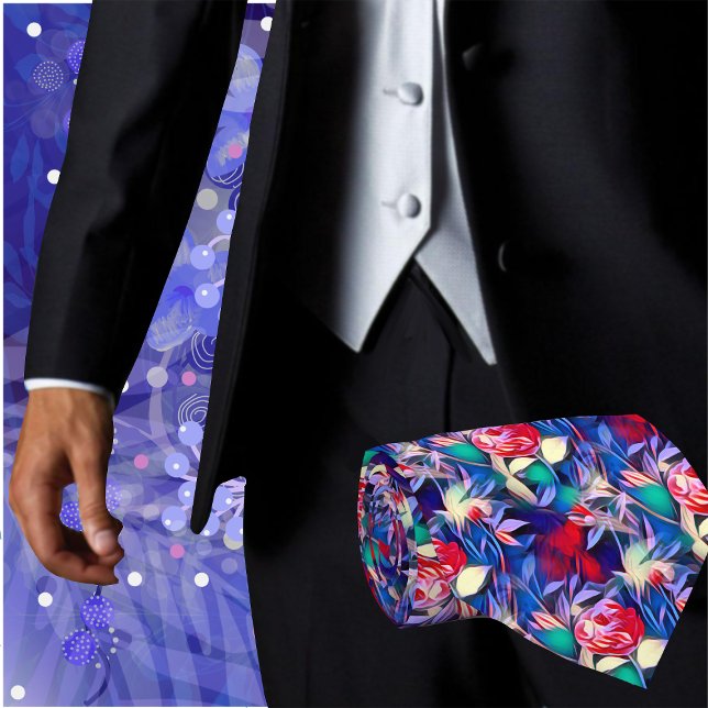 Gravata Flores Tropicais Impressão (Make an impression at your office or event with this stylish men's Abstract Floral fashion neck tie)