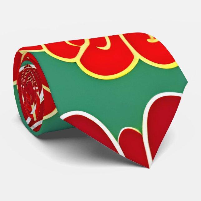 Gravata Flores Vermelhos Vermelhos Vermelhos Padrões Flora (Rolled)