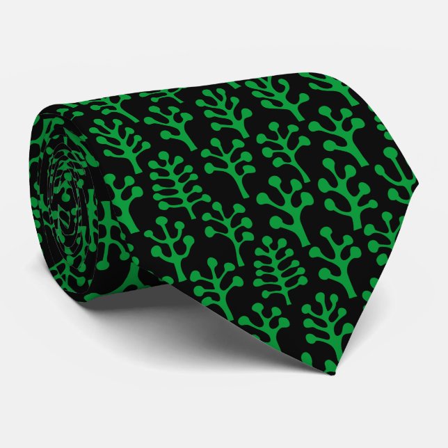 Gravata Floresta 230823 - Verde-Grama em Preto (Rolled)
