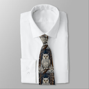 Gravata Floresta de inverno de coruja branca Elegante