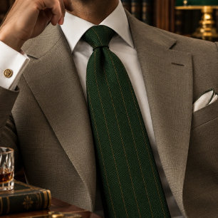 Gravata Floresta Verde Xadrez com Risca de Lápis Tweed