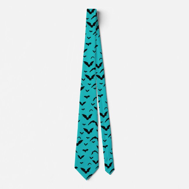 Gravata Flying Bat on Teal (Frente)
