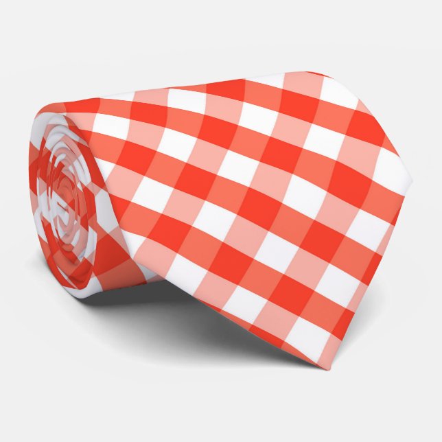 Gravata fofo padrão de azulejos xadrez laranja branco (Rolled)
