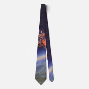 Gravata Foguete de Ficção Científica Vintage no Espaço sob