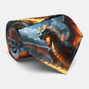 Gravata "Fôlego do Inferno: A Chama do Dragão"