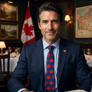 Gravata Folha de bordo canadense. CANADÁ. Patriótico. 