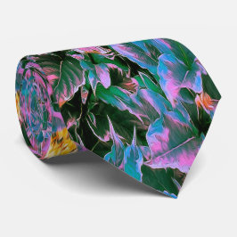 Gravata Folhagem de abstrato, verde-rosa e jardim aquático