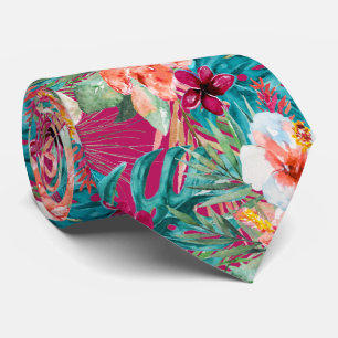 Gravata Folhagem Floral Tropical de Paraíso PixDezines