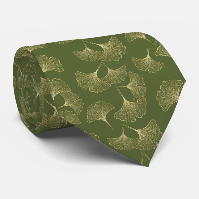 Gravata Folhas Botânicas de Ouro Elegantes (Rolled)