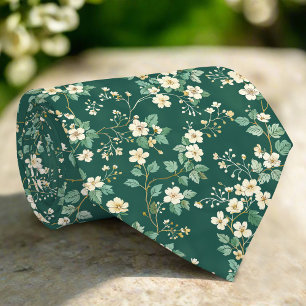Gravata Folhas de Florais Selvagens Padrão Verde da Nature