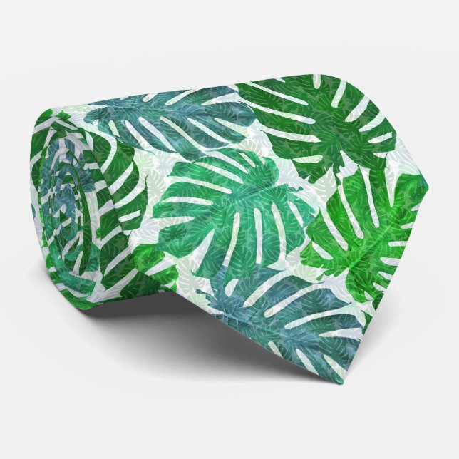 Gravata Folhas de monstera tropical (Rolled)