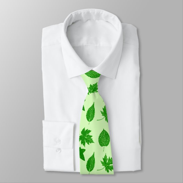 Gravata Folhas de outono - esmeraldas e verdes limões (Amarrado)