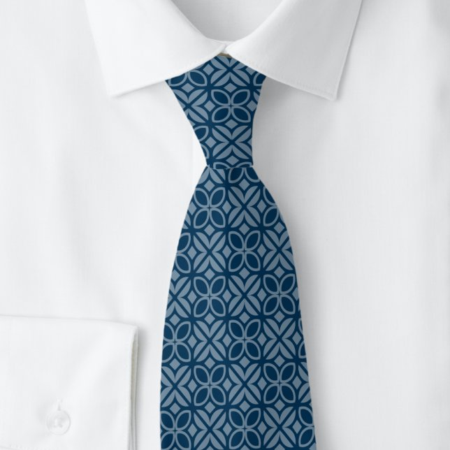 Gravata Folhas e Linhas Azul Marinho (Criador carregado)