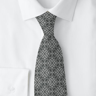 Gravata Folhas e Linhas de Metal Cinzento