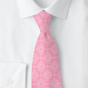Gravata Folhas e Linhas Rosa Quente