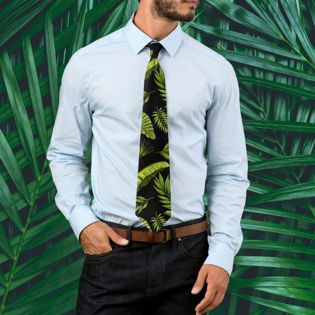 Gravata Folhas Tropicais Divertidas e Modernas (Criador carregado)