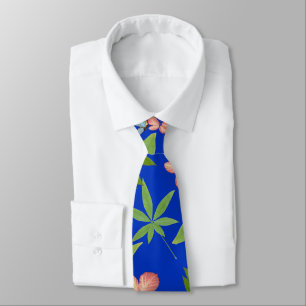 Gravata Folhas tropicais em azul