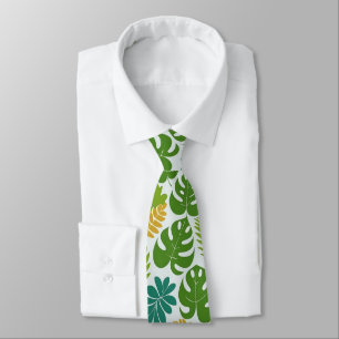 Gravata Folhas Tropicais Verdes