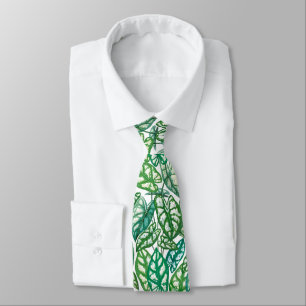 Gravata Folhas Tropicais Verdes