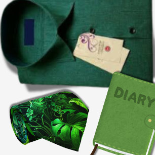 Gravata Folhas verdes tropicais padrão havaiano