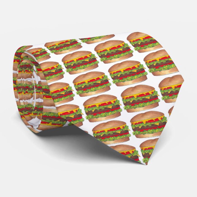 Gravata Foodie Hamburger Cheeseburger Burger Tie (Rolled)