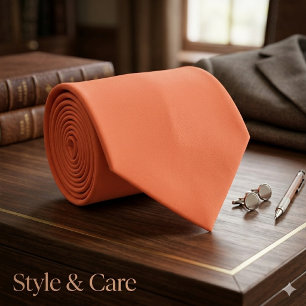 Gravata Formal Cor Laranja Coral Sólida