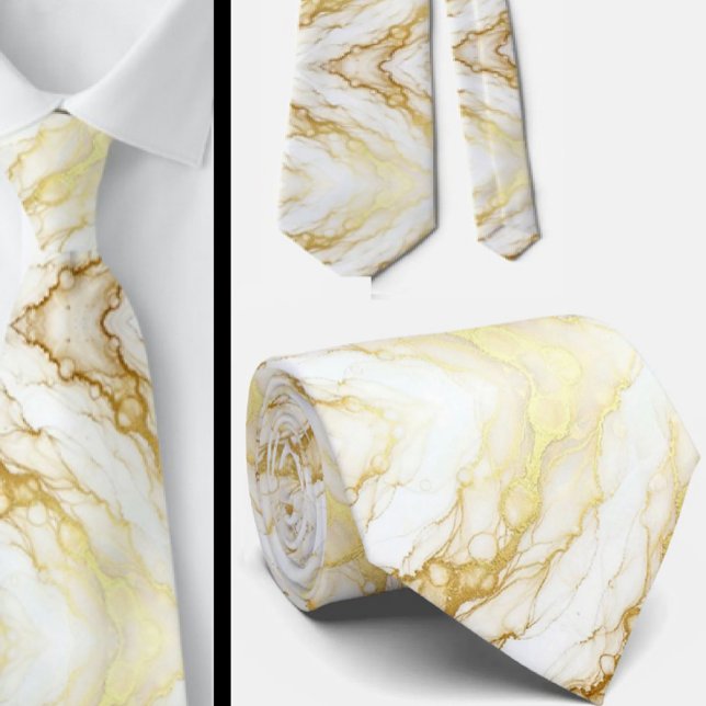 Gravata Formal de Luxo | Mármore Branco e Dourado (Criador carregado)